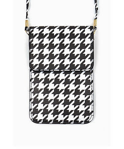 Houndstooth Clear Panel Cellphone Crossbody