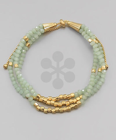 Mint/Gold Beaded Bracelets