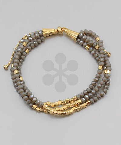 Grey/Gold Beaded Bracelets