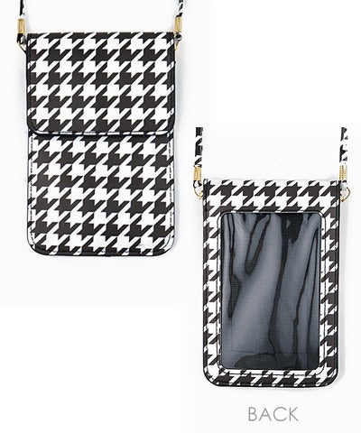 Houndstooth Clear Panel Cellphone Crossbody